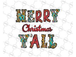 Merry Christmas Y'll PNG, Merry Christmas Y'all Turquoise PNG, Western Country Cowhide Turquoise Rodeo Merry Christmas P