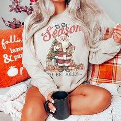 Tis The Season To Be Jolly Sweatshirt, Winter Holiday Sweatshirt, Christmas Sweatshirt, iPrintasty Christmas, Santa Chri