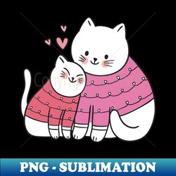 Mom And Baby Cat - Vintage Sublimation PNG Download - Bring Your Designs to Life