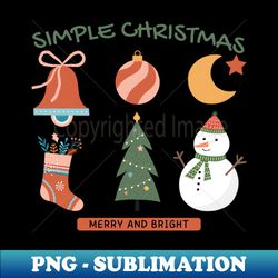 Simple Christmas Merry and Bright - Sublimation-Ready PNG File - Revolutionize Your Designs