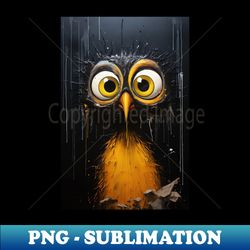 Black and Yellow Owl Drip Painting - PNG Transparent Sublimation File - Instantly Transform Your Sublimation Projects