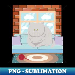 Happy Grey Cat - Creative Sublimation PNG Download - Create with Confidence
