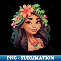 Cute Hawaiian girl Samoan girl Polynesian - Instant PNG Sublimation Download - Boost Your Success with this Inspirational PNG Download