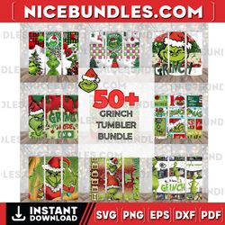 50 the grinch christmas tumbler wrap bundle with inflated, 20oz skinny tumbler wrap with grinch christmas designs