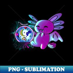 Vampire Axolotl Bat Crystal Ball Halloween Trick Or Treat Graphic Illustration Novelty - PNG Transparent Sublimation File - Unlock Vibrant Sublimation Designs