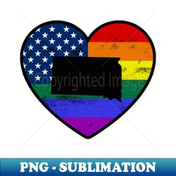 South Dakota United States Gay Pride Flag Heart - Premium Sublimation Digital Download - Create with Confidence