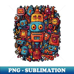 Doodle Madness Exploring the World of Crazy Robot Parts - PNG Sublimation Digital Download - Perfect for Sublimation Mastery