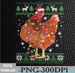 Ugly Christmas Chicken Santa Hat Lights PNG, Digital Download