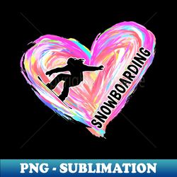 snowboarding watercolor heart brush - unique sublimation png download - perfect for sublimation art