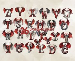 26 Dragon Alphabet Letters Png, Halloween Svg, Cute Halloween, Halloween, Halloween Png 53
