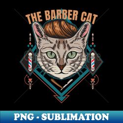 The Barber Cat - PNG Transparent Sublimation File - Unlock Vibrant Sublimation Designs