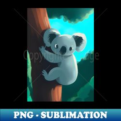 A koala hanging from a tree - Creative Sublimation PNG Download - Vibrant and Eye-Catching Typography