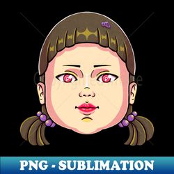 squid game doll head - png transparent sublimation file - enhance your apparel with stunning detail