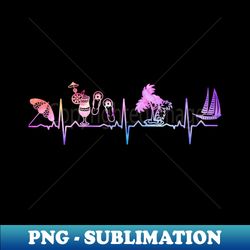 Heartbeat Palm Tree Wine Glass Flip Flop Summer Gifts - PNG Transparent Digital Download File for Sublimation - Instantly Transform Your Sublimation Projects