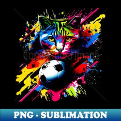Soccer Cat - Soccer Futball Football - Graphiti Art Graphic Paint - Special Edition Sublimation PNG File - Instantly Transform Your Sublimation Projects