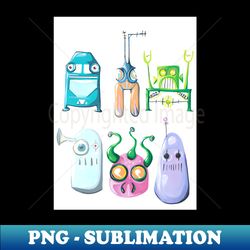 Robot friends - Exclusive PNG Sublimation Download - Create with Confidence