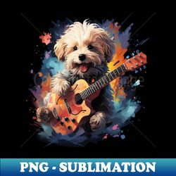 Bichon Frise Playing Guitar - Signature Sublimation PNG File - Capture Imagination with Every Detail