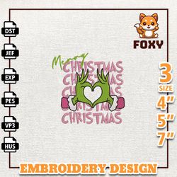 Greenchmas Embroidery Machine Design, Christmas Green Monster Embroidery Design, Retro Pink Christmas Embroidery File, I