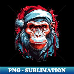 Gorilla Christmas with Santa Hat - Unique Sublimation PNG Download - Unleash Your Inner Rebellion