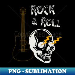 Skull Rocker Rock  Roll Guitar Musician - High-Resolution PNG Sublimation File - Perfect for Personalization