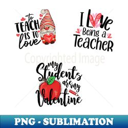 retro teacher valentine stickers pack - decorative sublimation png file - bold & eye-catching