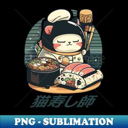 18 cute cat sushi chef neko sushi master - Stylish Sublimation Digital Download - Perfect for Creative Projects