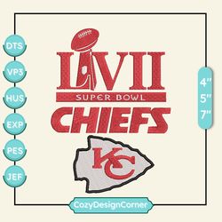 NFL Super Bowl LVII Kansas City Chief Embroidery Design, NFL Football Logo Embroidery Design, Famous Football Team Embroidery Design, Football Embroidery Design, Pes, Dst, Jef, Files