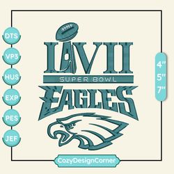 NFL Super Bowl LVII Philadelphia Eagles Embroidery Design, NFL Football Logo Embroidery Design, Famous Football Team Embroidery Design, Football Embroidery Design, Pes, Dst, Jef, Files