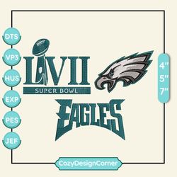 NFL Super Bowl LVII Philadelphia Eagles Embroidery Design, NFL Football Logo Embroidery Design, Famous Football Team Embroidery Design, Football Embroidery Design, Pes, Dst, Jef, Files