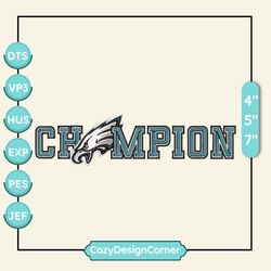 Super Bowl Champion Logo Embroidery Design, NFL Philadelphia Eagles Football Logo Embroidery Design, Famous Football Team Embroidery Design, Football Embroidery Design, Pes, Dst, Jef, Files