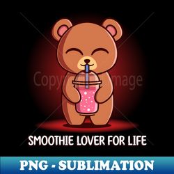 cute kawaii bear drinking smoothie - high-quality png sublimation download - perfect for personalization