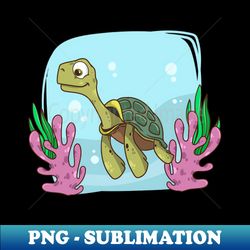 Hand Drawn Sea Turtle Cartoon - Artistic Sublimation Digital File - Create with Confidence