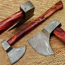 custom handmade damascus steel hunting axe