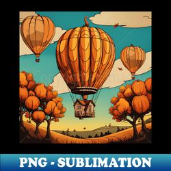 turkeys pumpkin balloon adventure - modern sublimation png file - bold & eye-catching