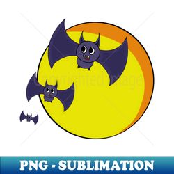 Cute Halloween Bats and a beautiful full moon - Unique Sublimation PNG Download - Unlock Vibrant Sublimation Designs