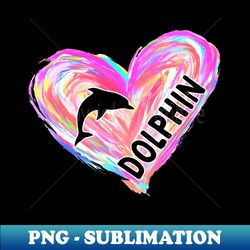 dolphin watercolor heart brush - instant png sublimation download - transform your sublimation creations