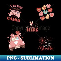 retro cute valentine stickers pack - signature sublimation png file - vibrant and eye-catching typography