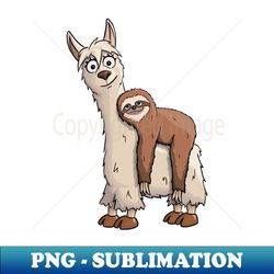 Cartoon Sloth Riding Llama - Instant PNG Sublimation Download - Unlock Vibrant Sublimation Designs