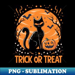 Trick or Treat Halloween Cat - PNG Transparent Sublimation Design - Unlock Vibrant Sublimation Designs