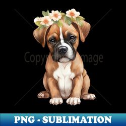 Watercolor Boxer Dog with Head Wreath - Digital Sublimation Download File - Perfect for Personalization