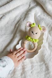 Crochet mouse baby rattle baby shower gift