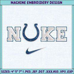NIKE NFL Indianapolis Colts Logo Embroidery Design, NIKE NFL Logo Sport Embroidery Machine Design, Famous Football Team Embroidery Design, Football Brand Embroidery, Pes, Dst, Jef, Files