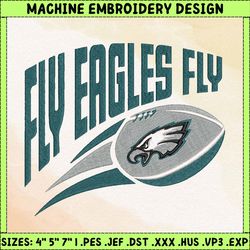 Fly Eagle Fly Embroidery Design, NFL Philadelphia Eagles Football Logo Embroidery Design, Famous Football Team Embroidery Design, Football Embroidery Design, Pes, Dst, Jef, Files