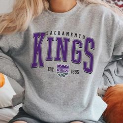 Vintage NBA Sacramento Kings Basketball Sweatshirt, Kings Basketball Unisex Shirt, Game Day, Basketball Lover Gift for F