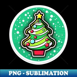 Gift Wrapping Green Kawaii Christmas Tree - Special Edition Sublimation PNG File - Enhance Your Apparel with Stunning Detail