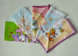 Small Soft Children Handkerchiefs Set of 5 NEW Child Hankies Cotton Reusable Tissues Pocket Square 8.3x8.3in