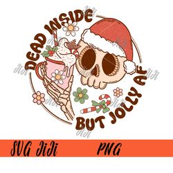 Dead Inside But Jolly AFPNG, Skull Santa PNG, Latte Coffee Christmas PNG