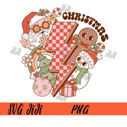 Groovy Christmas PNG, Merry Christmas Retro Groovy PNG, Santa Claus PNG