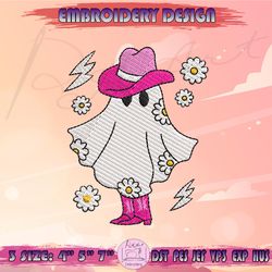Cute Pink Ghost Embroidery Design, Halloween Breast Cancer Awareness Embroidery, Halloween Embroidery Design, Machine Embroidery Designs