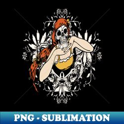 Skull Girl Floral Illustration - Artistic Sublimation Digital File - Bold & Eye-catching